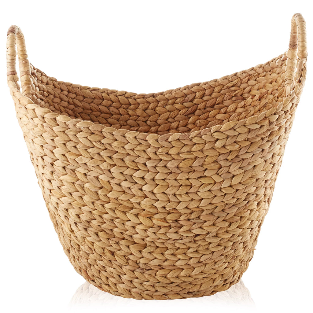 Large Woven Water Hyacinth Laundry Basket with Handles H51956
