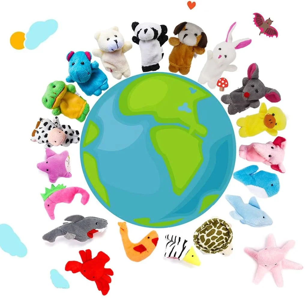 20 PCS Soft Velvet Animal Finger Puppets Toys I2890
