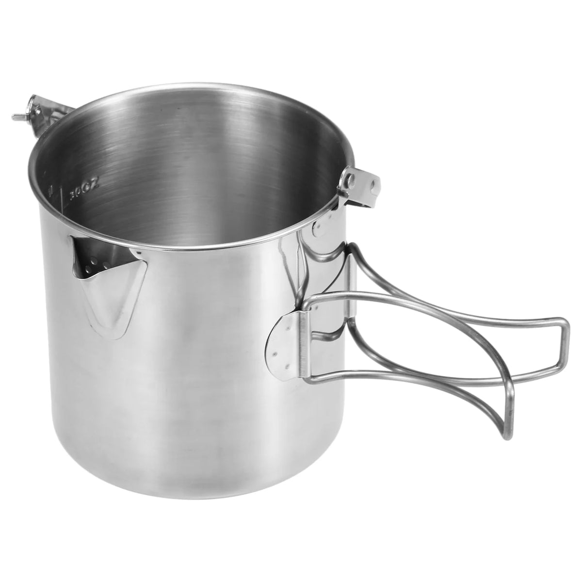 1L Stainless Steel Portable Camping Pot with Foldable Handle H7175