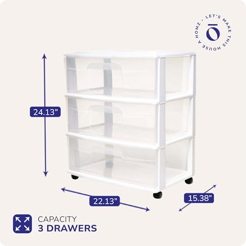 3-Tier Clear Plastic Storage Organizer Cart with Wheels S69418