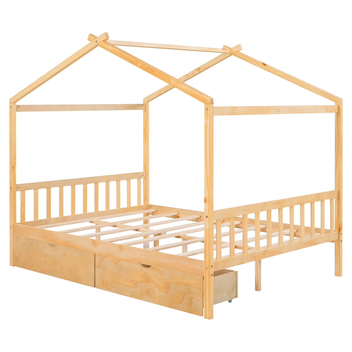 Full Size House Bed with Roof and 2 Drawers M964