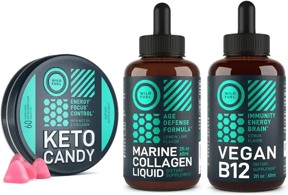 Keto Gummies, Marine Collagen and Vegan B12 Wellness Bundle Z8133