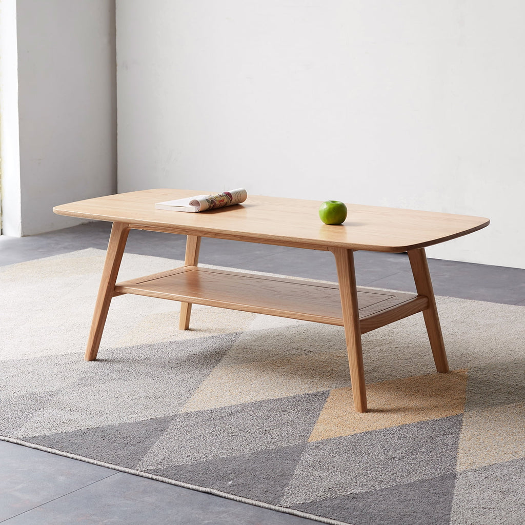 Solid Wood Coffee Table with Storage Shelf V9154