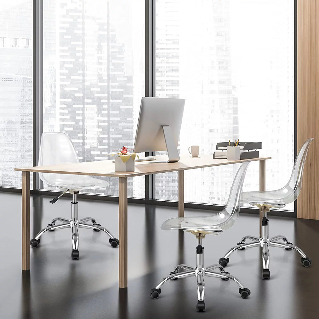 Clear Acrylic Armless Desk Chair Set of 2 X3513
