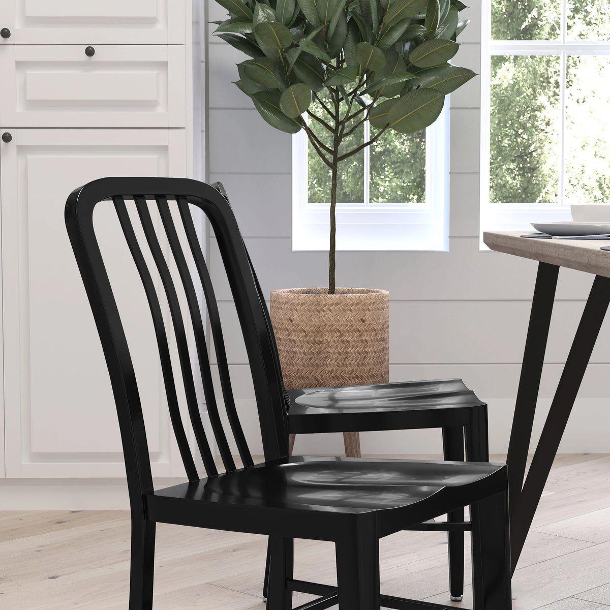 18 Inch Black Galvanized Steel Indoor/Outdoor Dining Chair S215157