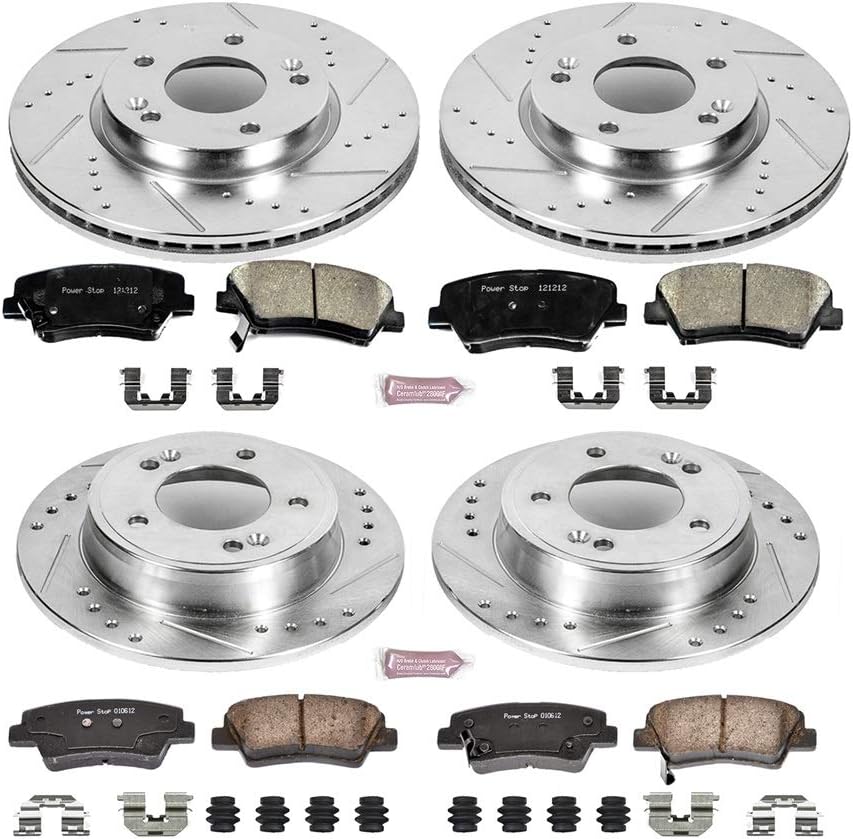 Carbon Fiber Brake Pads with Drilled & Slotted Brake Rotors Kit E509