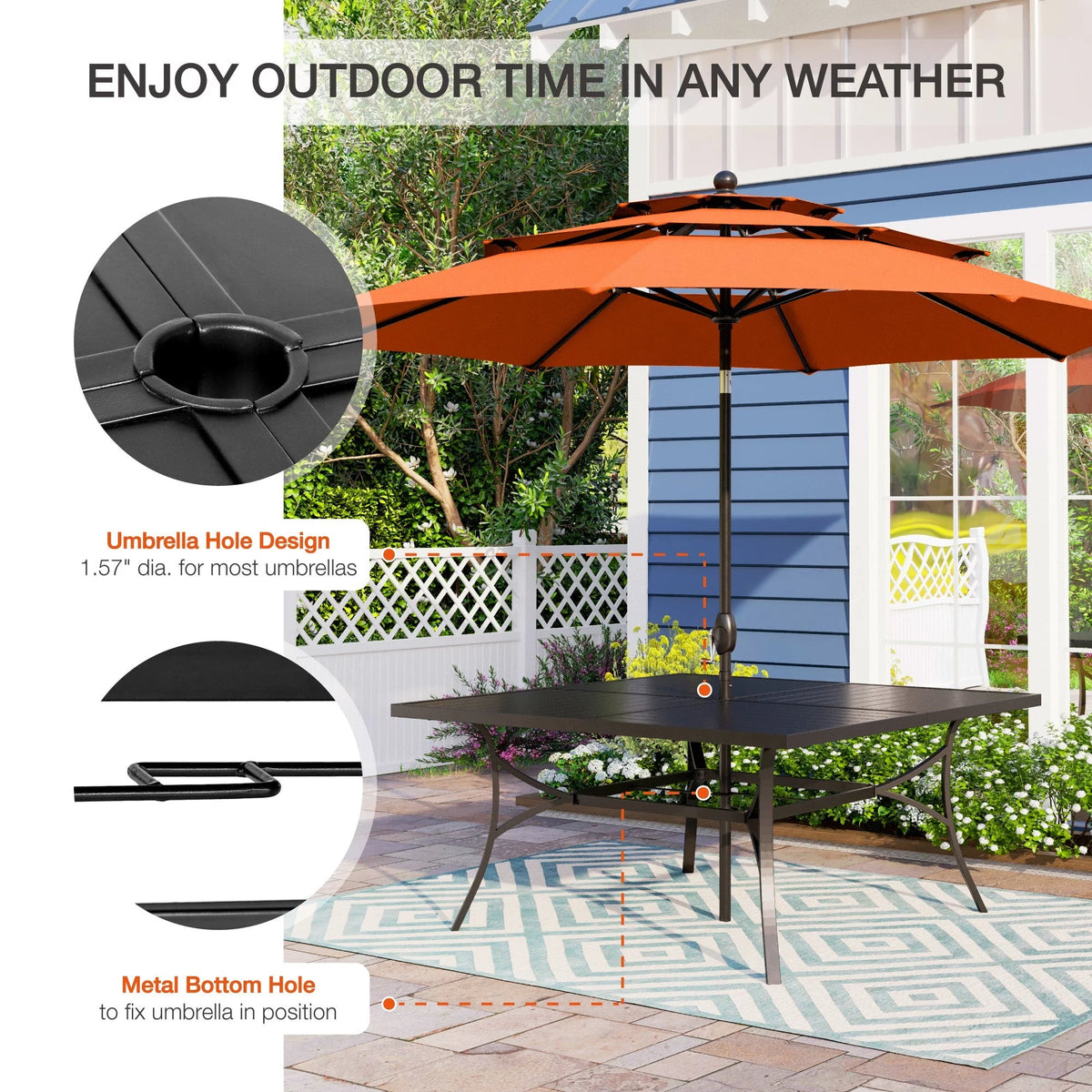7 Piece Outdoor Patio Dining Set Metal Table and Chairs G250743