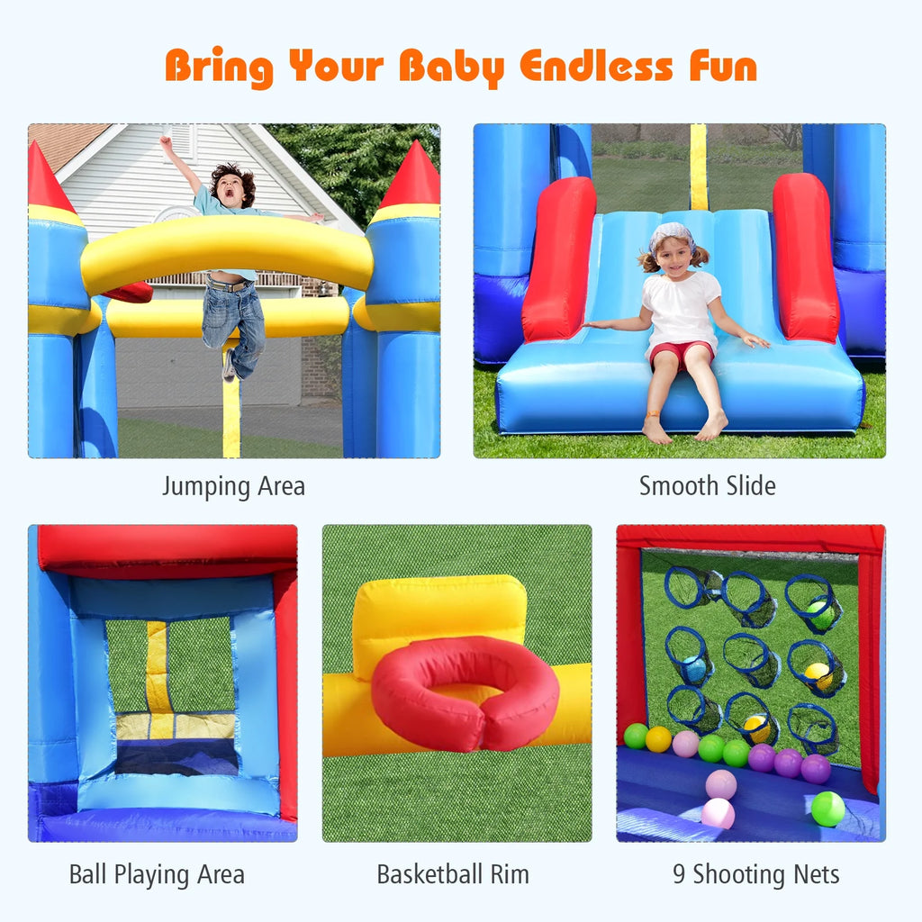 Inflatable Bounce House Castle Slide Bouncer with Basketball Hoop K201