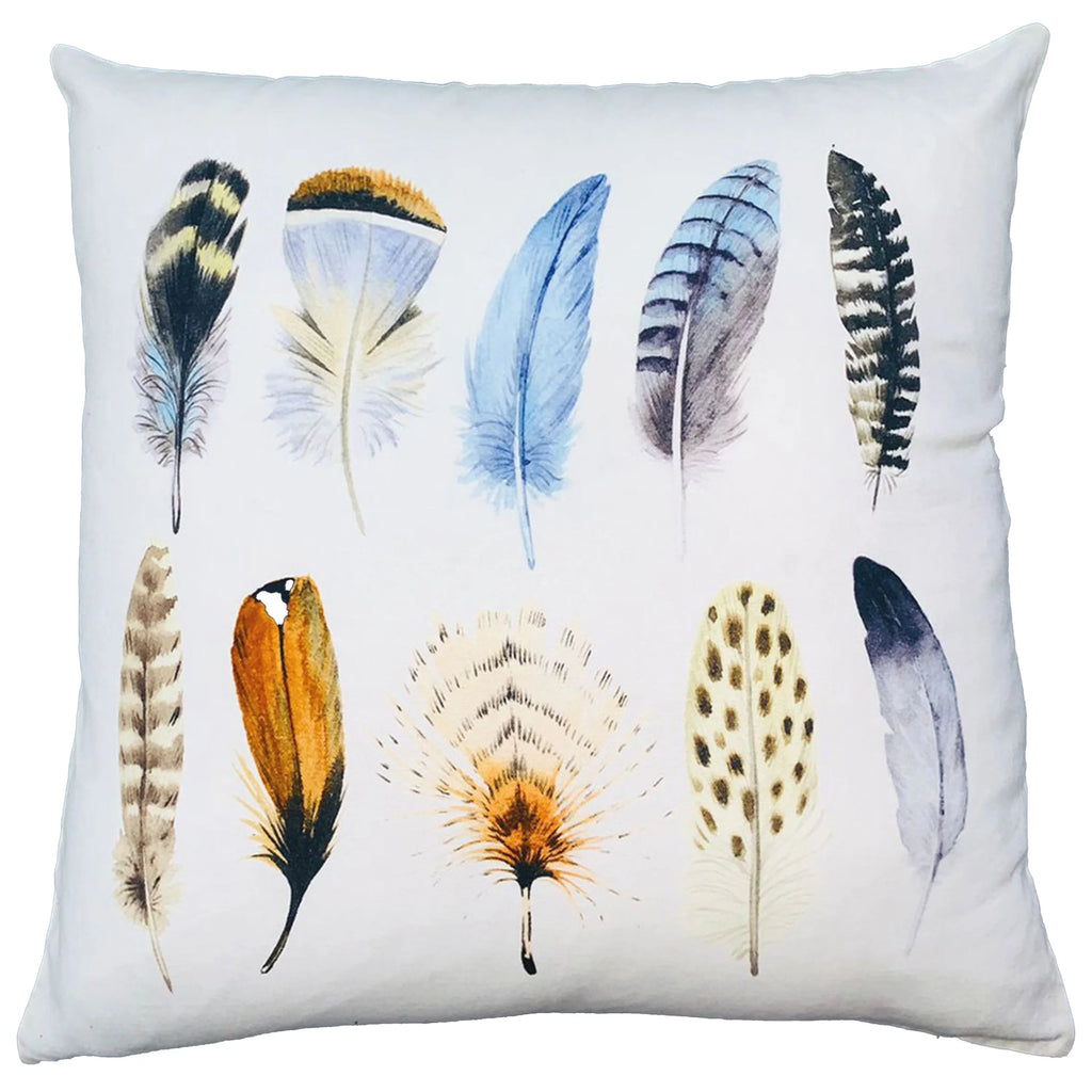 White Multicolor Cotton Throw Pillow L551