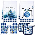 6 Pcs Christmas Kitchen Towel Oven Mitts and Pot Holders Set Z8416