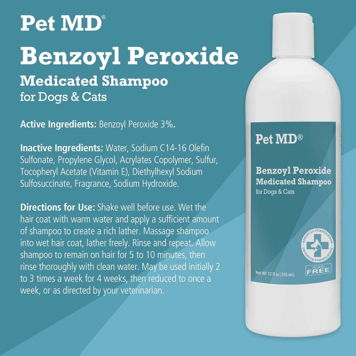 Benzoyl Peroxide Dog & Cat Shampoo D2412