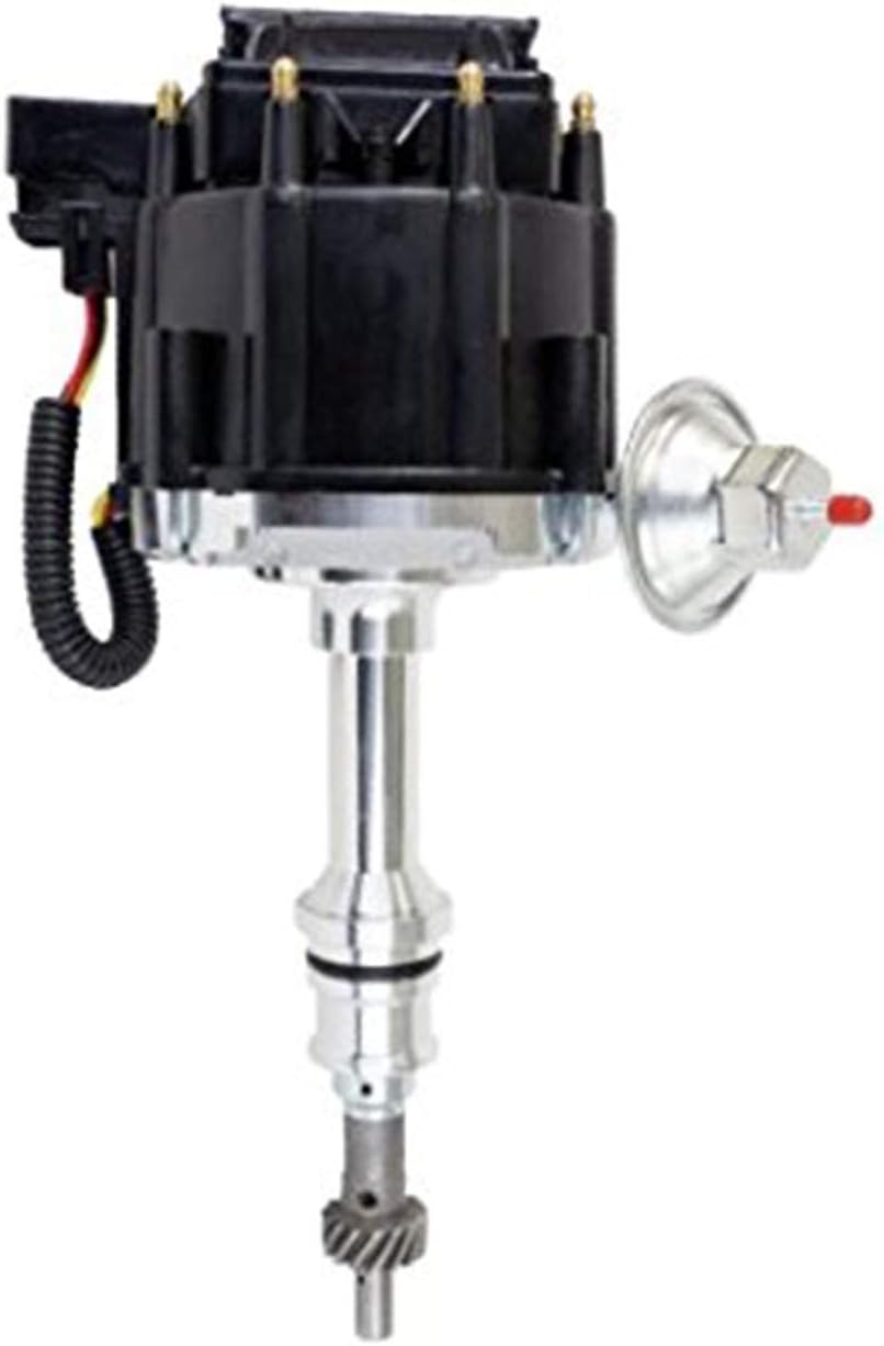 HEI Distributor 65K Coil Complete with 8mm Red Silicone Spark Plug Wires and Battery-Pigtail Harness Kit E23556