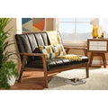 Brown Faux Leather Square Arm Loveseat Y656