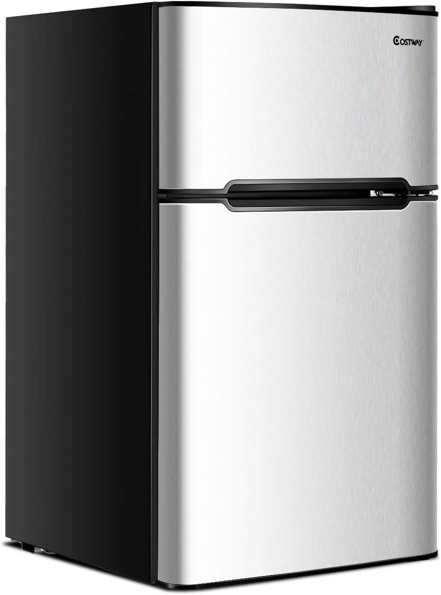 Compact Refrigerator, 3.2 cu ft, 2-Door Mini Fridge with Reversible Door, Grey J7364