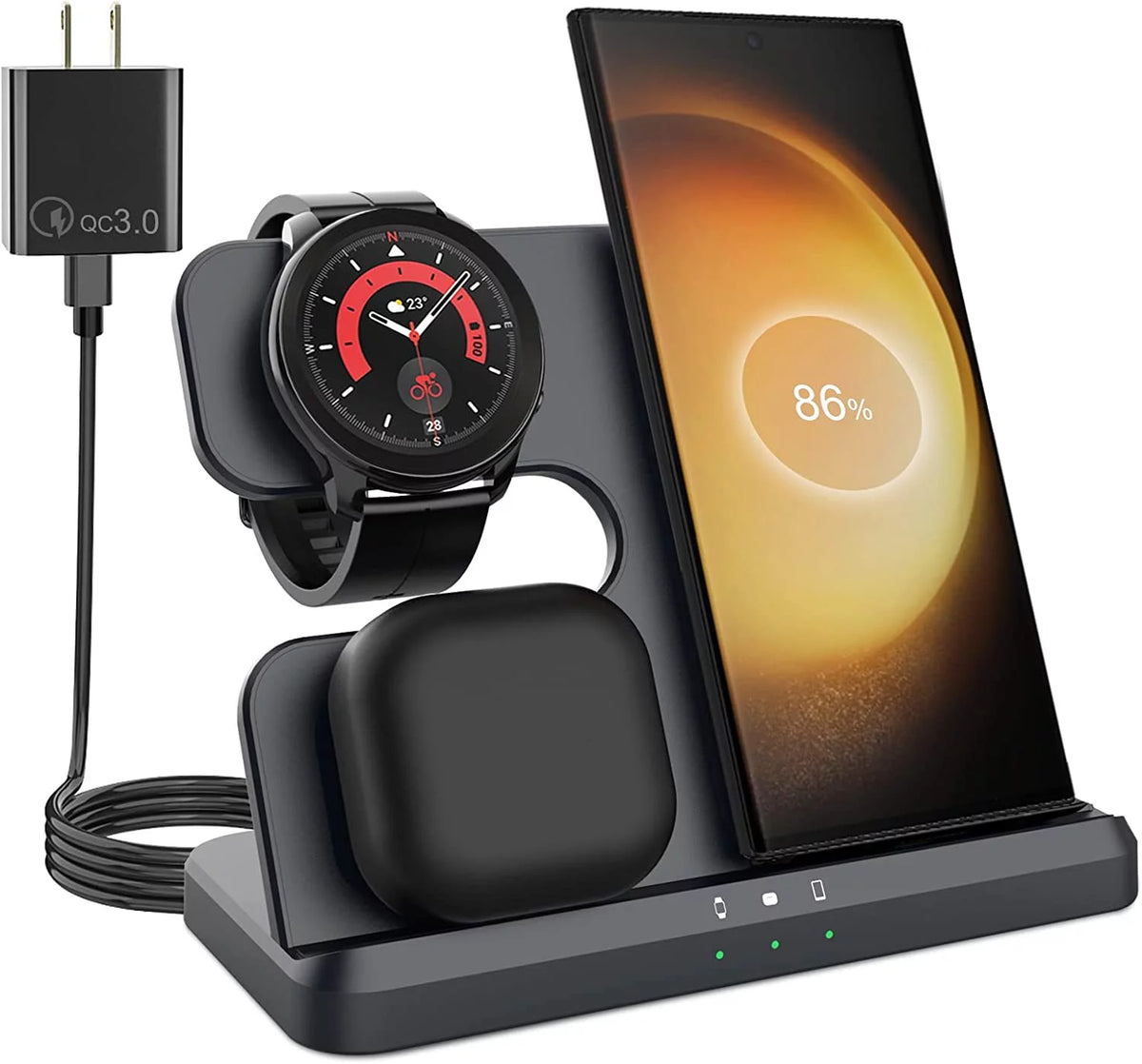 3 in 1 Wireless Charger Black C685933
