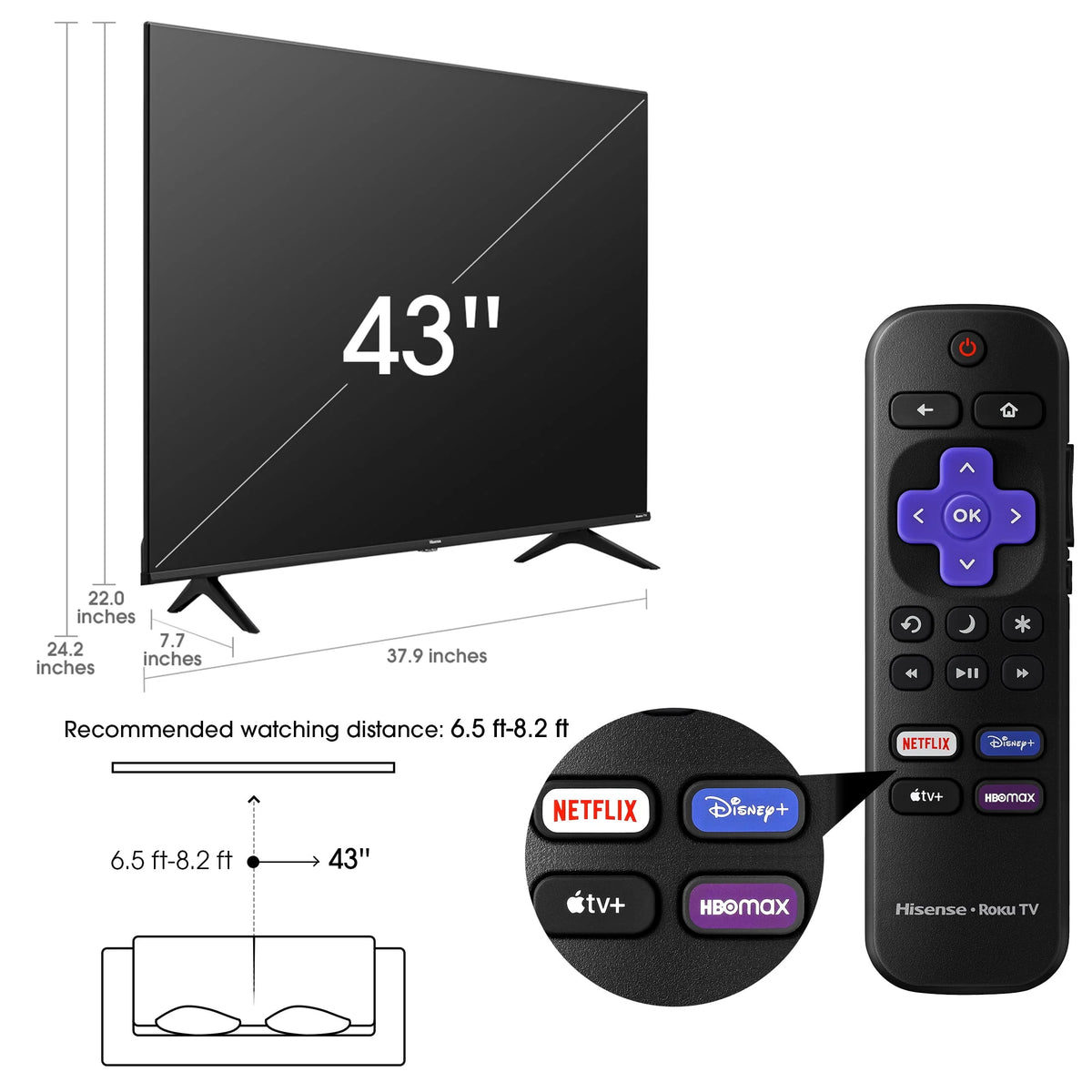 43 Class 4K UHD LED LCD Smart TV HDR K134