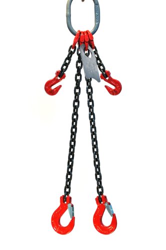 3/8" x 6' Double Leg Chain Sling with Sling Hooks and Adjusters Y374550