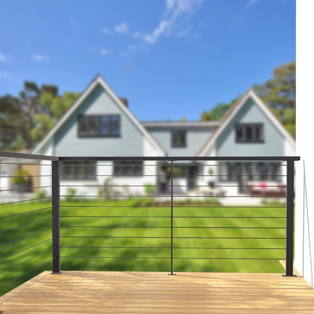 Black 30 Degree Stair Pre-Drilled Angle Holes 36x2x2 Stainless Steel Square Weldless Cable Railing Post M788814