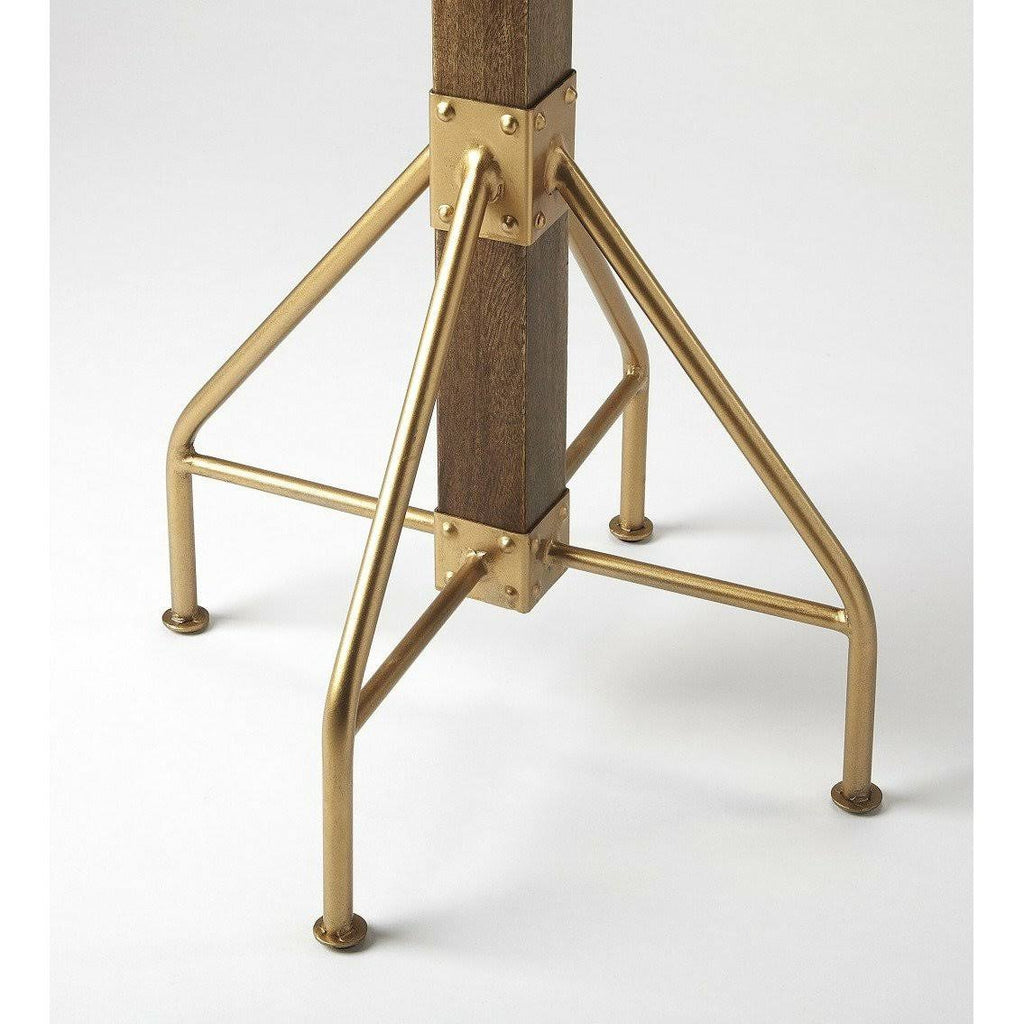 Wood & Antique Gold Coat Rack Tree D1793
