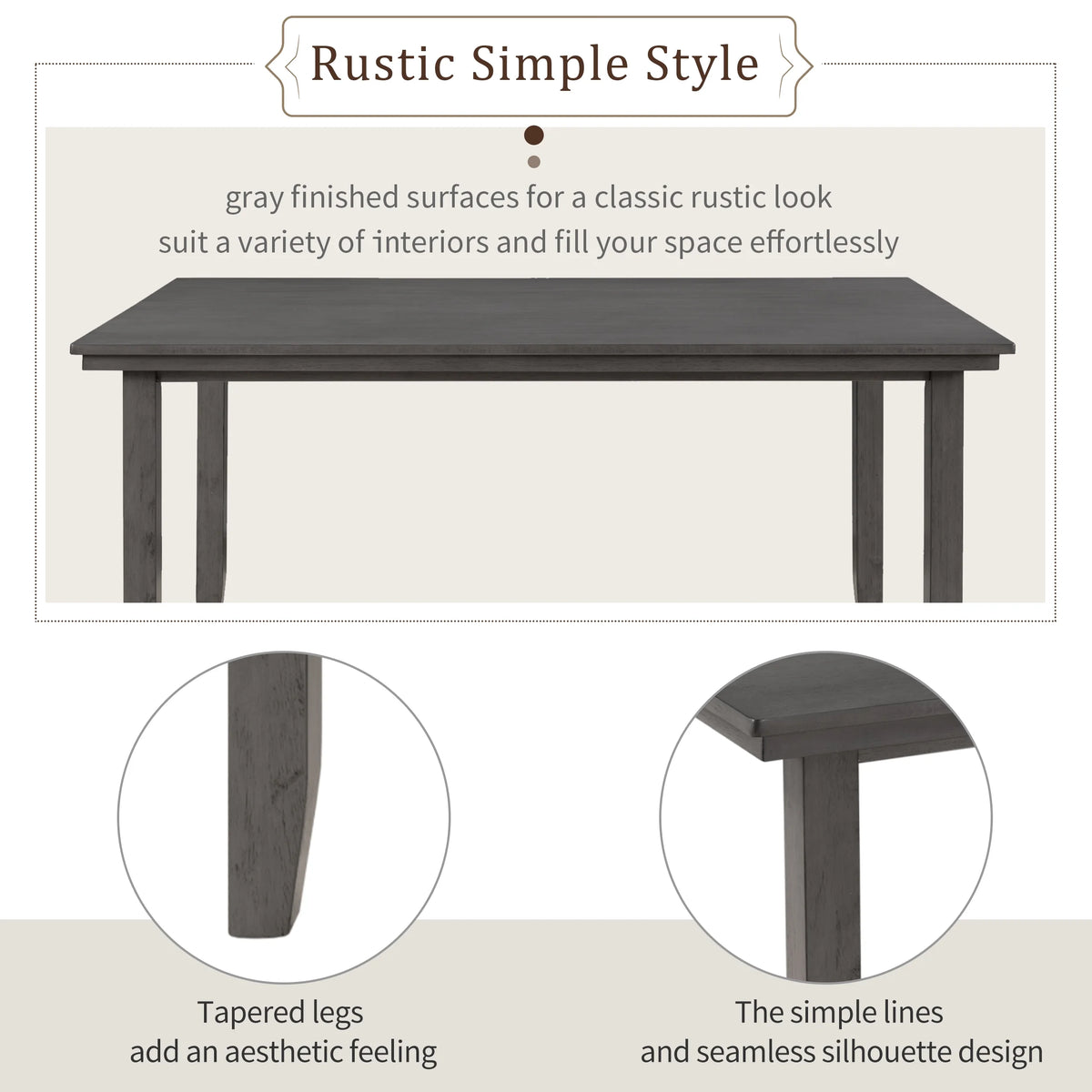 Gray Wood Dining Table and Chairs with Bench L927955