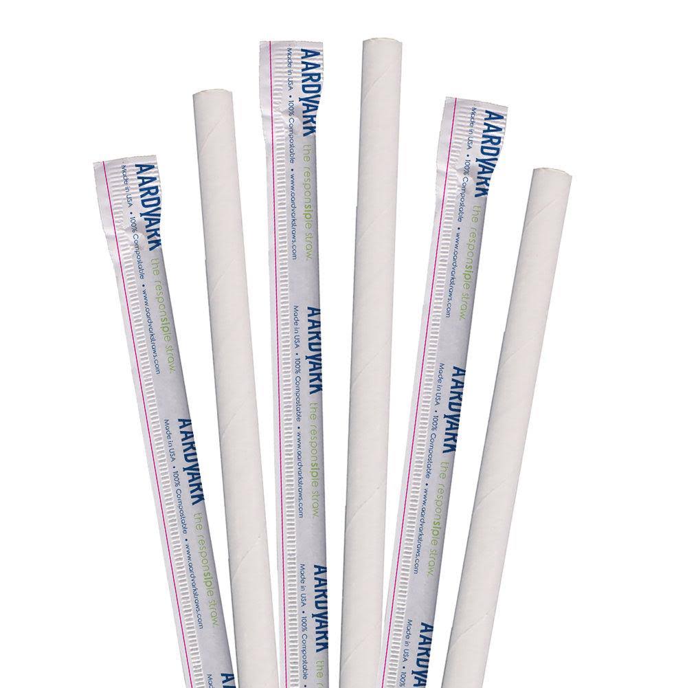 Giant White Wrapped Paper Straw - 2200/Case Y257787