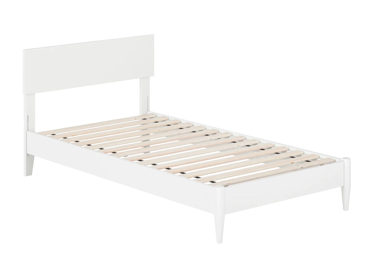 White Solid Wood Low Profile Platform Bed C47311