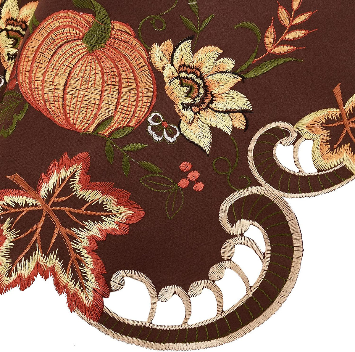 Embroidered Fall Autumn Curtain Valance W 57 × L 14 Inches (Brown) J7597
