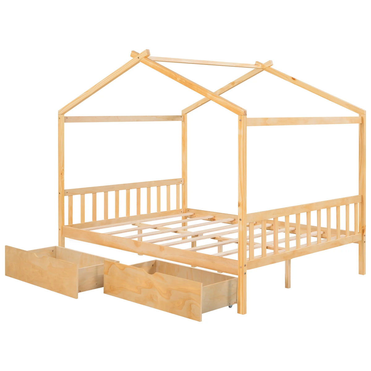 Full Size House Bed with Roof and 2 Drawers M964