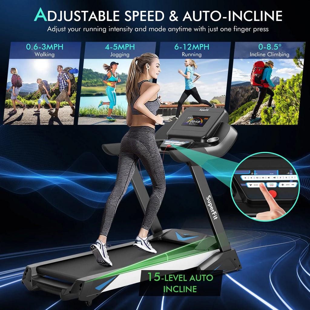 Folding Treadmill with Auto Incline LED Screen V640