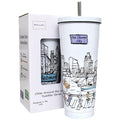 25 Oz Vacuum Insulated Stainless Steel Tumbler with Lids & Straw K5374