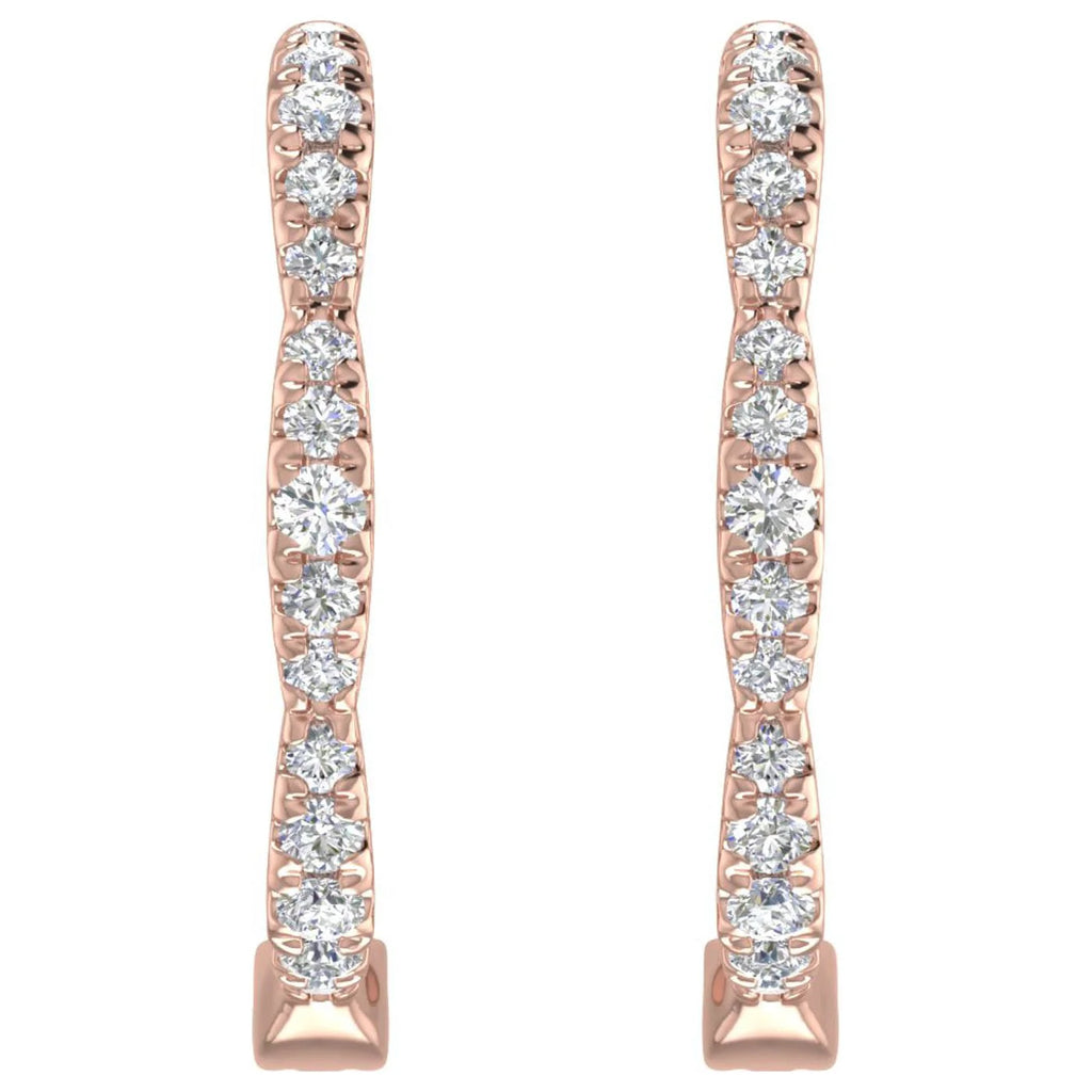 1/4 Carat Diamond Hoop Earrings in 10K Rose Gold N108