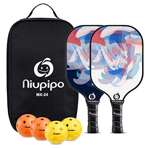 Blue Fiberglass Pickleball Paddle Set of 2 with Carry Bag M12792