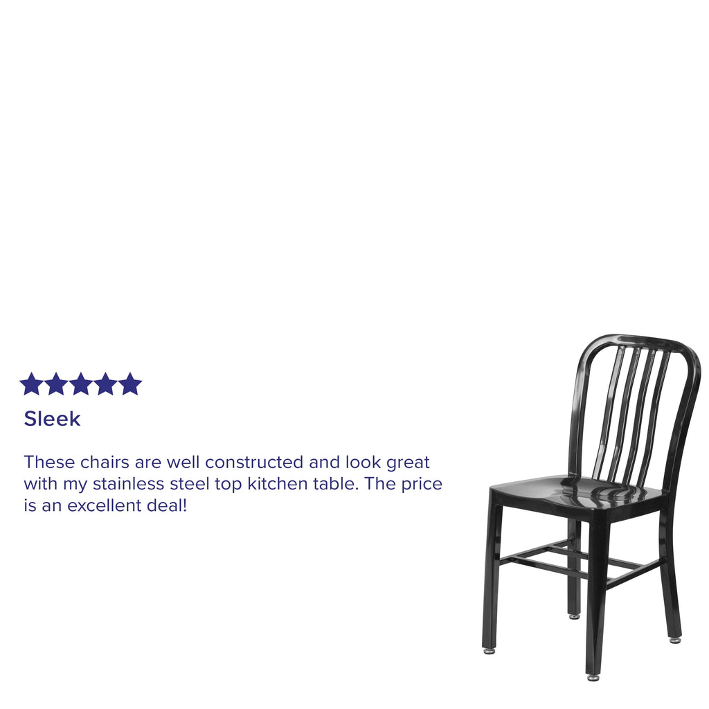 18 Inch Black Galvanized Steel Indoor/Outdoor Dining Chair S215157