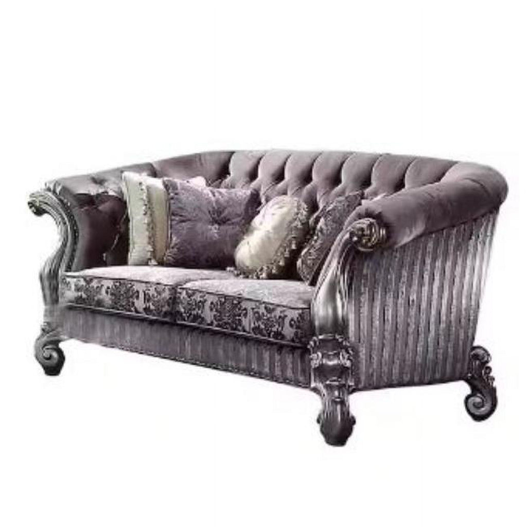 Purple Velvet Love Seat Sofa with Toss Pillows R285711
