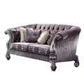 Purple Velvet Love Seat Sofa with Toss Pillows R285711