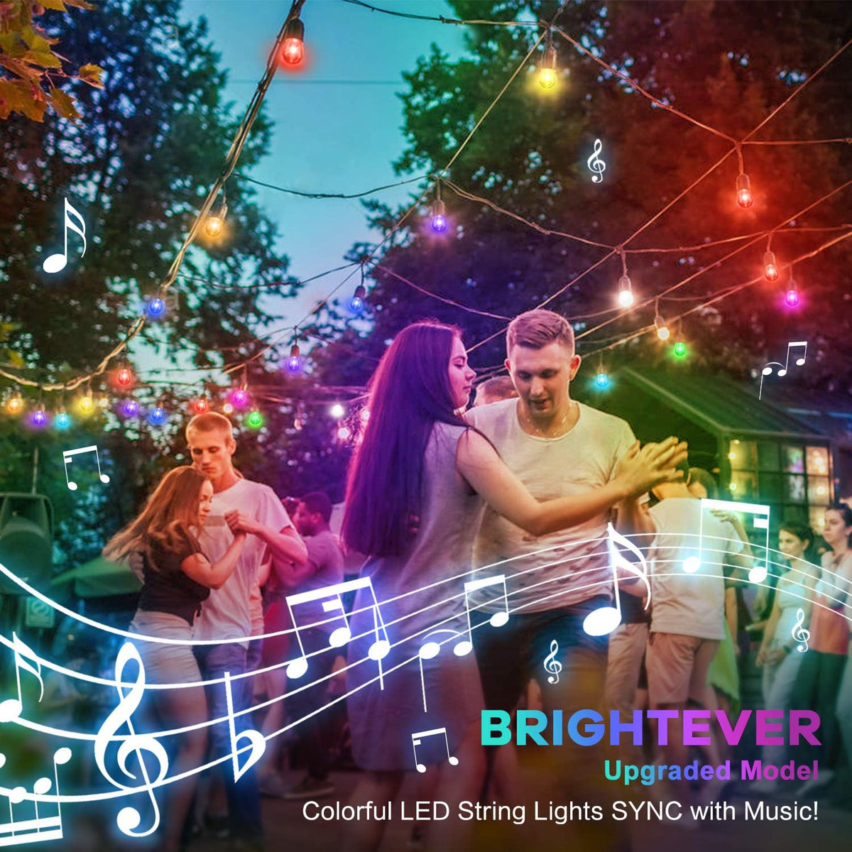 2-Pack RGB Outdoor String Lights with S14 Edison Bulbs 96FT L5017