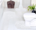 White Cotton Non-Slip 3 Piece Bath Rug Set S341