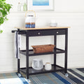 Black 2 Drawer 3 Shelf Kitchen Cart W40437