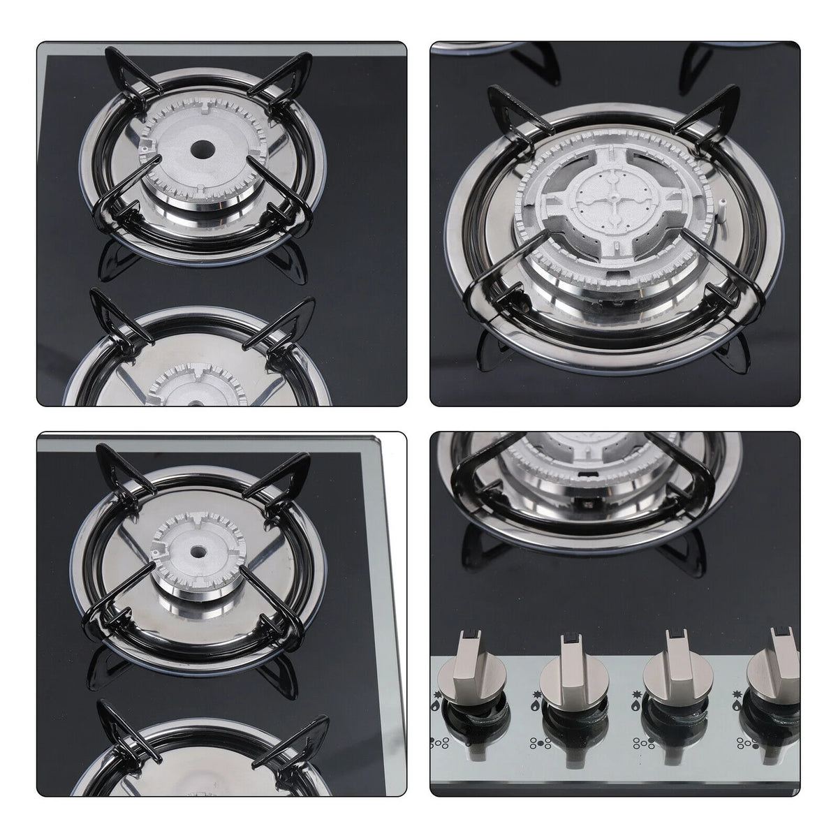 30" Gas Cooktop 5 Burners Tempered Glass Top Black J1061