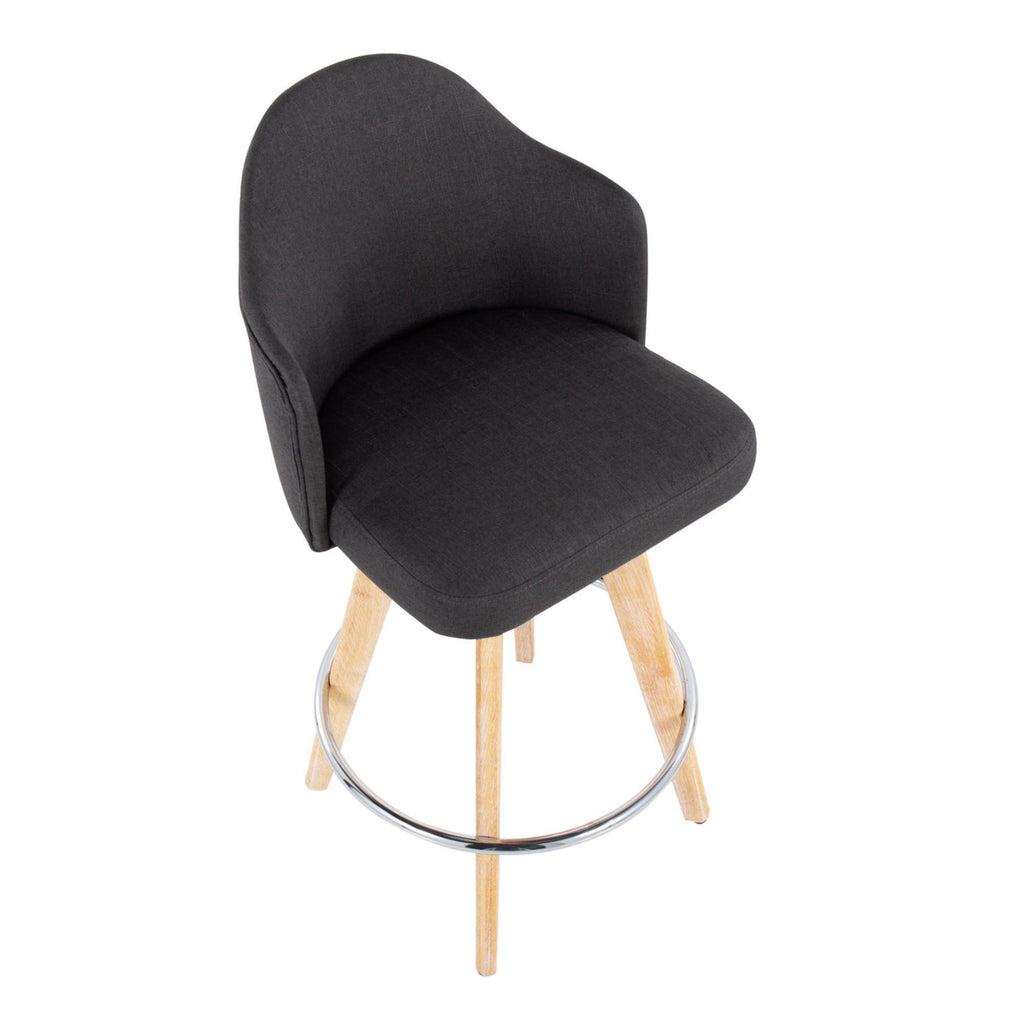 Charcoal Counter Stool with Natural Bamboo Legs and Chrome Metal Footrest Z652721