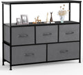 5 Fabric Drawer Dresser with Wood Top and Steel Frame Y670