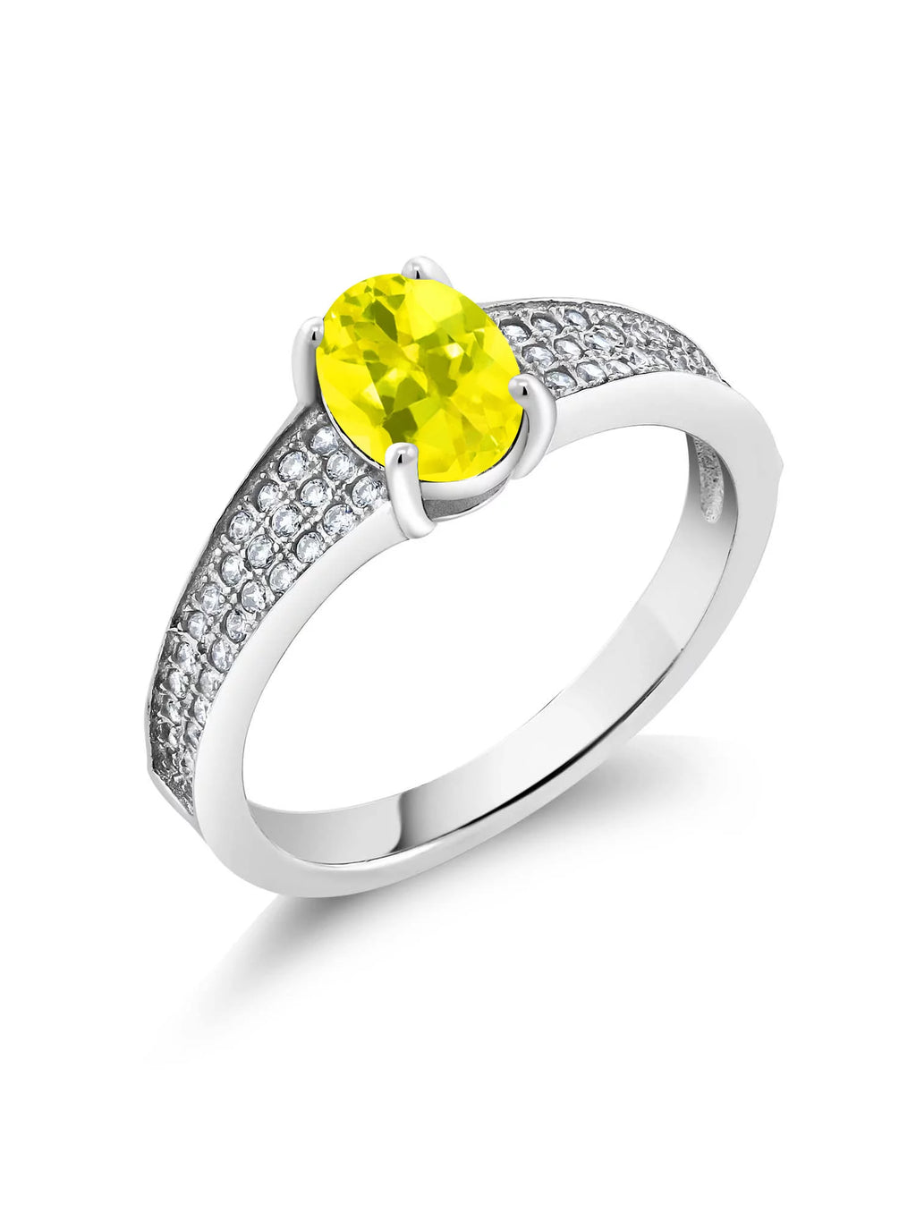 925 Sterling Silver Canary Mystic Topaz Engagement Ring Q369