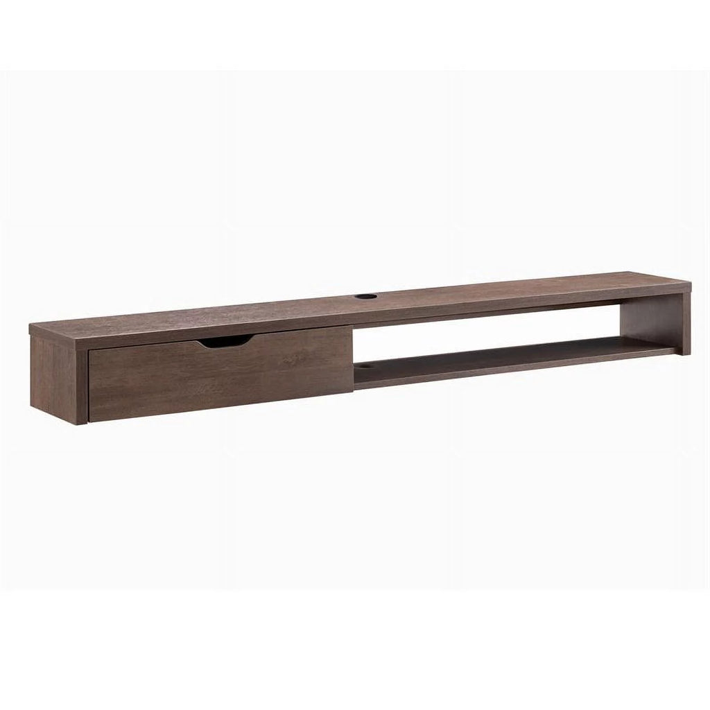 Walnut Oak Wood Floating TV Stand with Storage V524