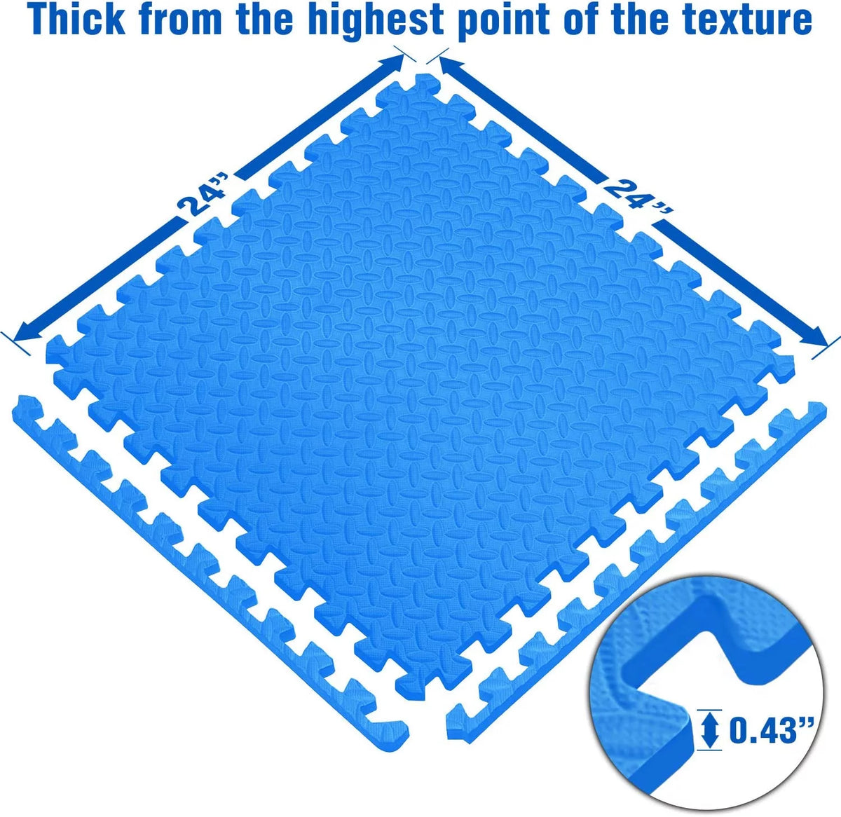 6 pcs Interlocking Exercise Foam Mats 3/8 inch Black V30798