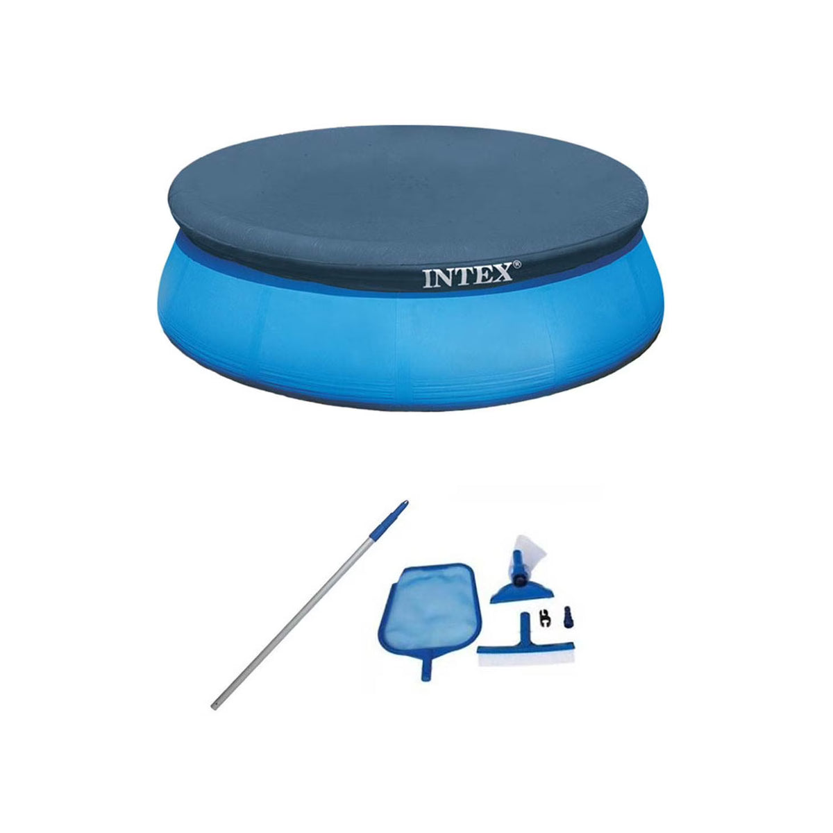 Round Swimming Pool Kit with Vacuum Skimmer, Pole, and Cover Tarp N425