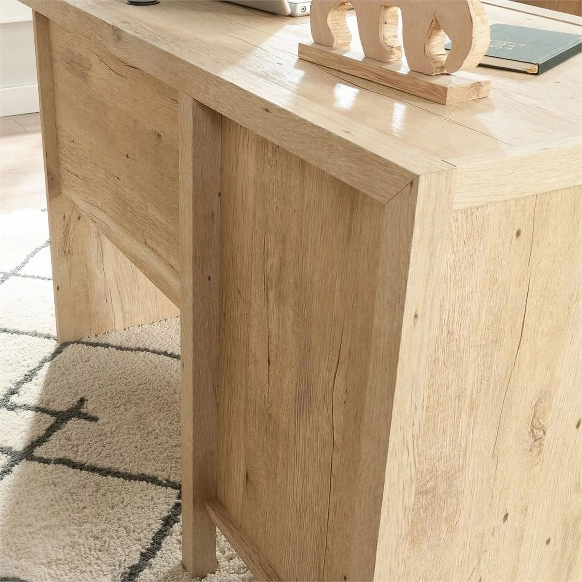 L-Shaped Engineered Wood Home Office Desk in Prime Oak C279