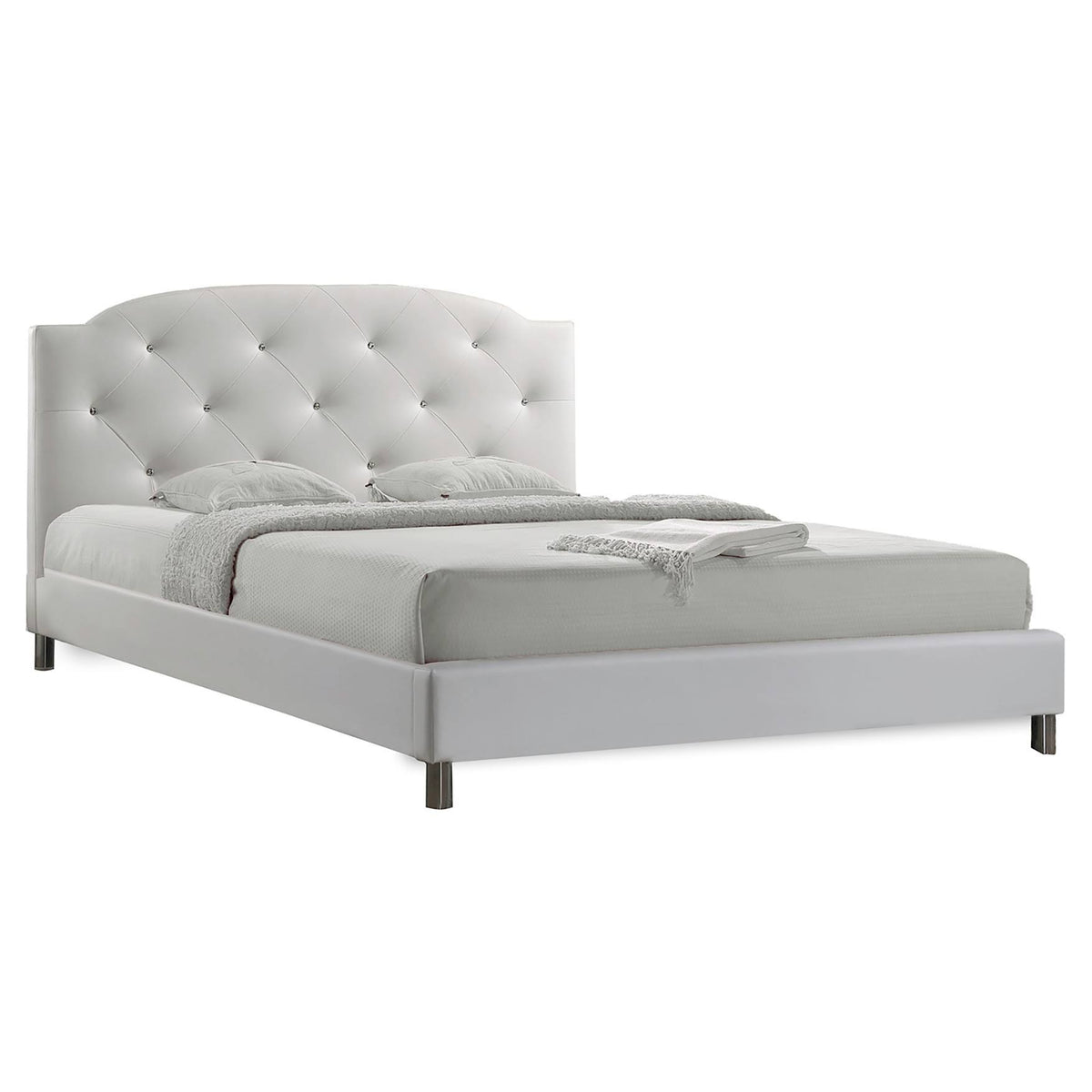 White Full Wood Bed M4278