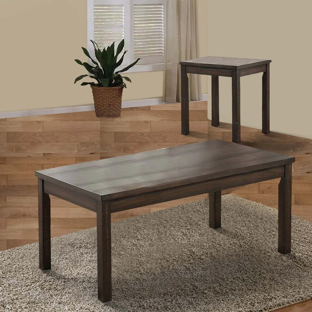 3 Piece Coffee Table and End Table Set Dark Brown N9876