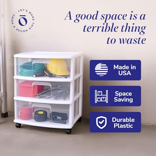 3-Tier Clear Plastic Storage Organizer Cart with Wheels S69418