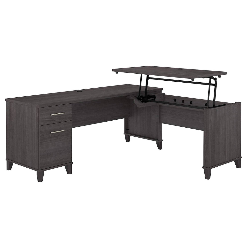 72W Storm Gray Sit to Stand L Shaped Desk Y962083